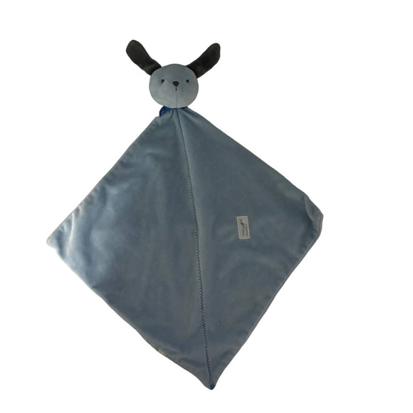 Precious Firsts Carter's Puppy Dog Security Blanket Blue Brown Lovey Baby Rattle - Picture 1 of 2